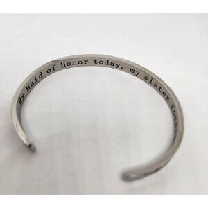 Maid Of Honor Open Cuff Bracelet Sister Love Wedding Gift Bridesmaid